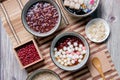 Chinese glutinous rice balls ,Chinese are eaten during Yuanxiao served as a dessert on a Lantern Festival