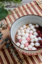 Chinese glutinous rice balls ,Chinese are eaten during Yuanxiao served as a dessert on a Lantern Festival Royalty Free Stock Photo