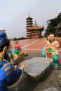 Chinese God Playing chess game statue