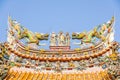 Chinese god sculpture on roof top of chinese temple and some space for write wording, special unique design in chinese style