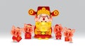 Chinese god of wealth year of the pig with chinese money gold isolated vector elements for artwork wealthy,chinese new year 2019 Royalty Free Stock Photo