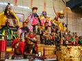 Chinese gods and other statues on an altar at shrine (Chinese temple) Royalty Free Stock Photo