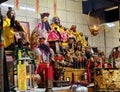 Chinese gods and other statues on an altar at shrine (Chinese temple) Royalty Free Stock Photo