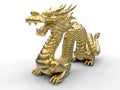 Chinese gold dragon illustration - perspective view