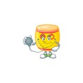 Chinese gold drum cartoon character style in a Doctor costume with tools