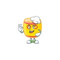 Chinese gold drum cartoon character wearing costume of chef and white hat Royalty Free Stock Photo