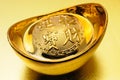 Chinese gold ingot Royalty Free Stock Photo