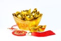 Chinese gold ingots decoration Royalty Free Stock Photo