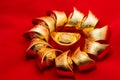 Chinese Gold Ingots on red Background.text translation Royalty Free Stock Photo