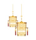 Chinese gold lanterns vector design