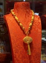 Chinese Gold Necklace Dragon Phoenix Bracelet Pendants Sculpture Golden Precious Metal Investment Jewellery Accessories Display