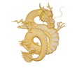 Chinese golden dragon isolated on white with clipping path.