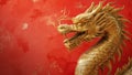 Chinese golden Dragon on red background, Chinese new year 2024 Royalty Free Stock Photo