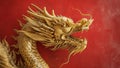 Chinese golden Dragon on red background, Chinese new year 2024 Royalty Free Stock Photo