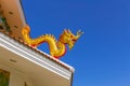 Chinese golden dragon at the roof top of temple Royalty Free Stock Photo