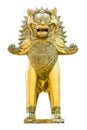 Chinese Golden lion statue isolated Royalty Free Stock Photo