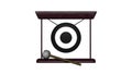 Chinese gong and hammer isolated, asian musical instrument