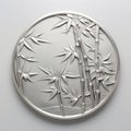 Silver Coin With Bamboo Trees And Bamboo Fern - Sculptural Relief Design