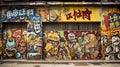 Chinese Graffiti on street wall. Generative AI Royalty Free Stock Photo