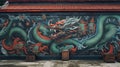 Chinese Graffiti on street wall. Generative AI Royalty Free Stock Photo