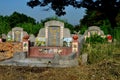 Chinese grave and ornate tombstone at cemetery graveyard Ipoh Malaysia