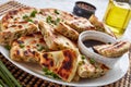 Chinese green onion Pancakes cut in triangles Royalty Free Stock Photo