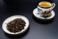 Chinese green tea and porcelain cups Royalty Free Stock Photo