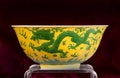 Chinese green and yellow dragon bowl.