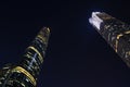 Chinese Guangzhou night illuminated towers of modern Business center