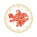 Chinese Happy New Year 2024. Year of the Dragon. Greetings card, eastern symbol, emblem, circle label design