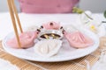 Chinese Har Gao Dim Sum dumplings in the shape of a swan