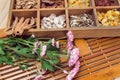 Chinese Herbal Medicine in box on table Royalty Free Stock Photo