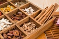 Chinese Herbal Medicine in box on table Royalty Free Stock Photo
