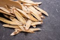 Chinese herbal medicines -- Astragalus on stone background, blank for text Royalty Free Stock Photo