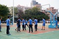 Chinese high school students playing basketball