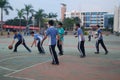 Chinese high school students playing basketball