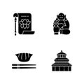 Chinese history black glyph icons set on white space Royalty Free Stock Photo