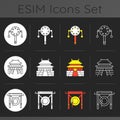 Chinese history dark theme icons set Royalty Free Stock Photo