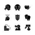 Chinese holidays black glyph icons set on white space Royalty Free Stock Photo