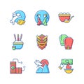 Chinese holidays RGB color icons set Royalty Free Stock Photo