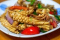 Chinese home cooking, fried squid with colored pepper