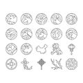 Chinese Horoscope And Accessory Icons Set Vector Royalty Free Stock Photo