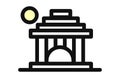 Chinese house ancient temples traditional oriental buildings. Bold outline black chinese house icon, flat vector simple element il