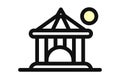 Chinese house ancient temples traditional oriental buildings. Bold outline black chinese temple icon, flat vector simple element i