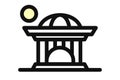 Chinese house ancient temples traditional oriental buildings. Bold outline black chinese temple icon, flat vector simple element i