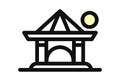 Chinese house ancient temples traditional oriental buildings. Bold outline black chinese temple icon, flat vector simple element i