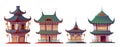 Traditional chinese house building cartoon