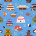 Chinese house seamless pattern Royalty Free Stock Photo