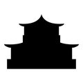 Chinese house silhouette Traditional Asian pagoda Japanese cathedral Facade icon black color vector illustration flat style image Royalty Free Stock Photo