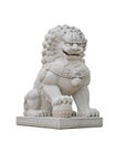 Chinese Imperial Lion Statue, Isolated on white background Royalty Free Stock Photo